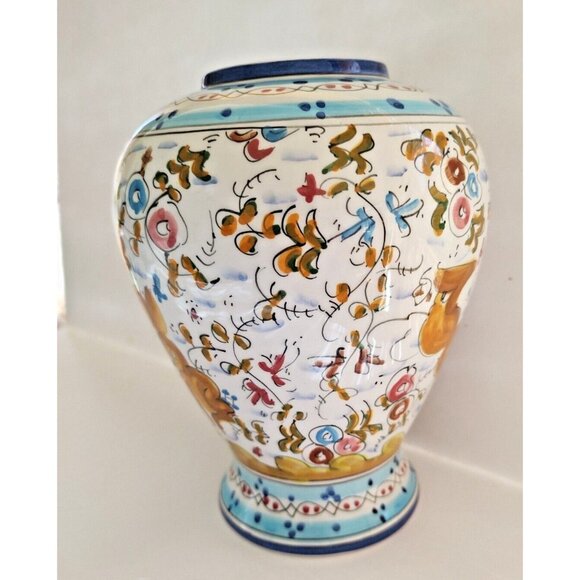 Hand Painted Ceramic Vase - Frazarte Portugal - 7" - 17th Century Style - Picture 5 of 12